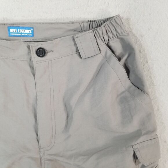Reel Legends cargo hiking shorts Men's medium gray comfort waist outdoor fishing - Picture 3 of 14